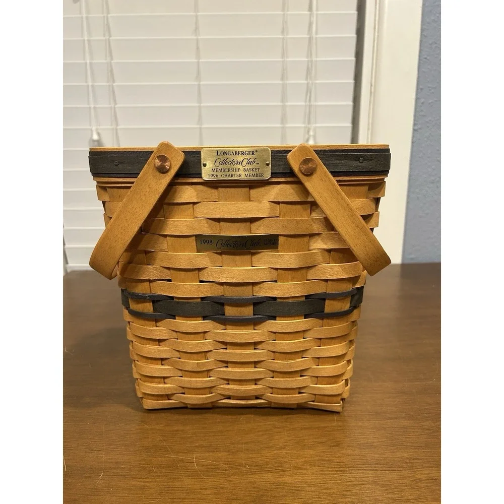 Longaberger Collectors Club Woven Basket 1996 Charter Member Plastic Liner Cloth